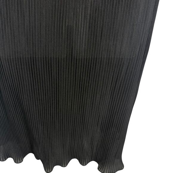 Lady Blair Pleated Ruffle Vintage USA Made Midi High Neck Sheer Chiffon Dress 14 - Picture 11 of 16
